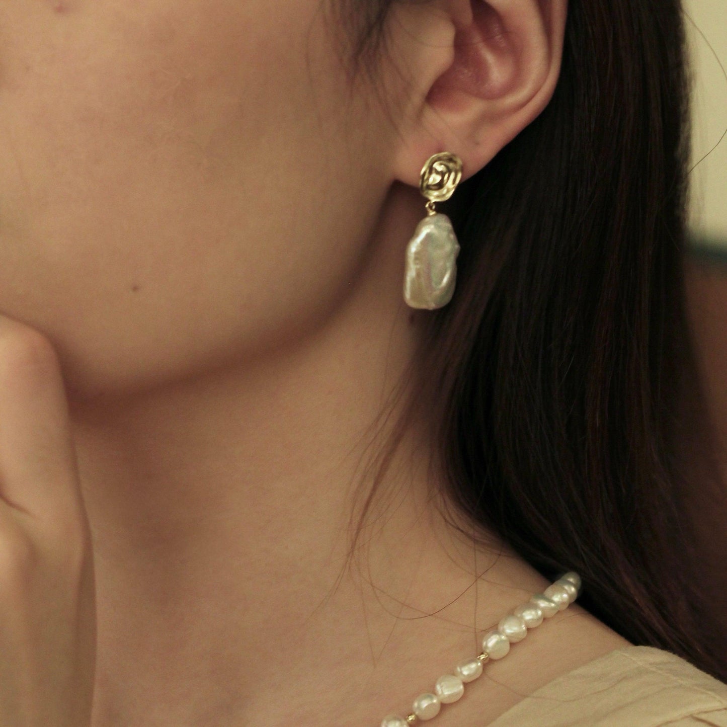 BAROQUE STUD DROP EARRING - Ms. Pearl