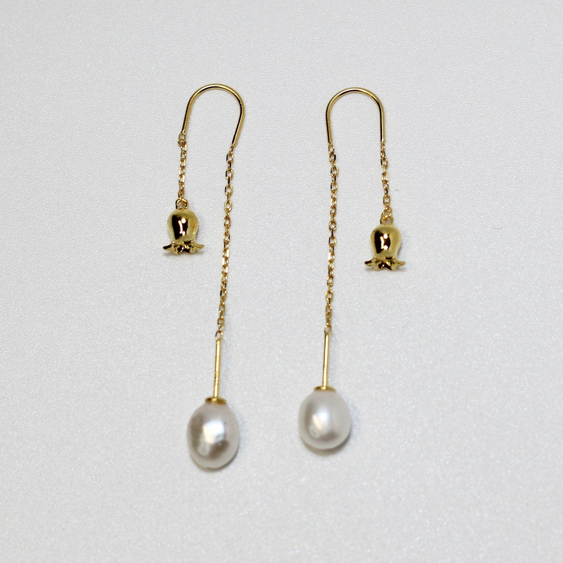 "LILY OF THE VALLEY" BAROQUE PEARL THREADER EARRINGS - Ms. Pearl